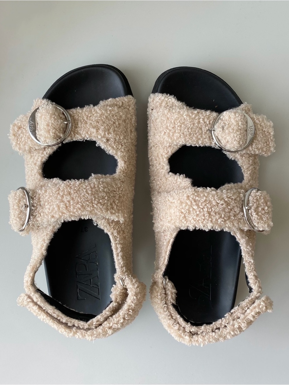 Zara Faux Fur Buckle Sandals